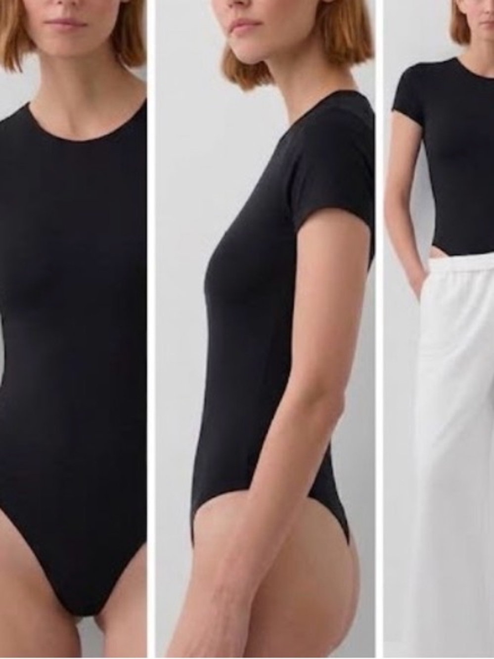 GAP Black Short-Sleeve Crewneck Bodysuit
